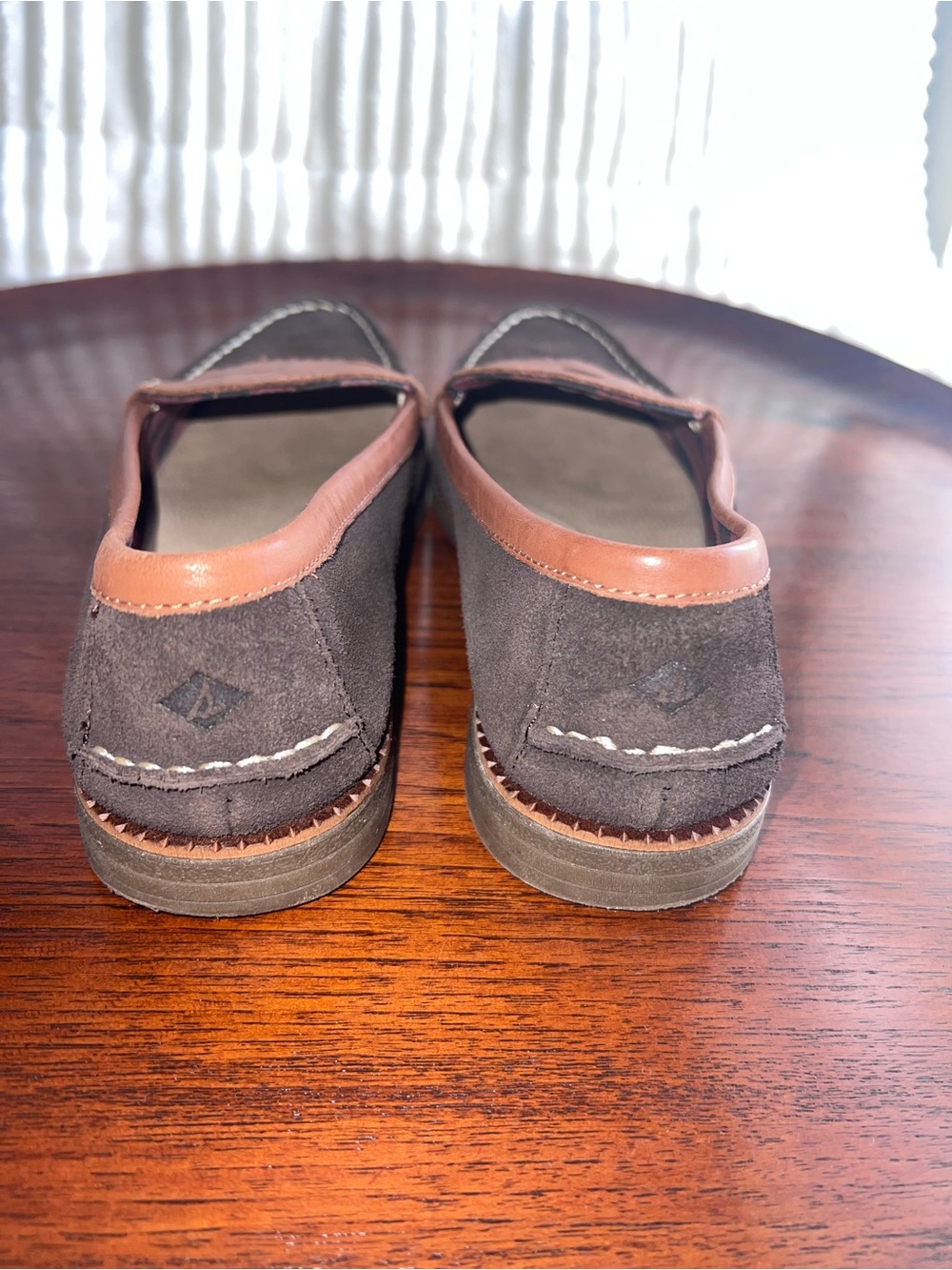 Sperry Brown Suede with Tan Leather Penny Loafers - Picture 2 of 8